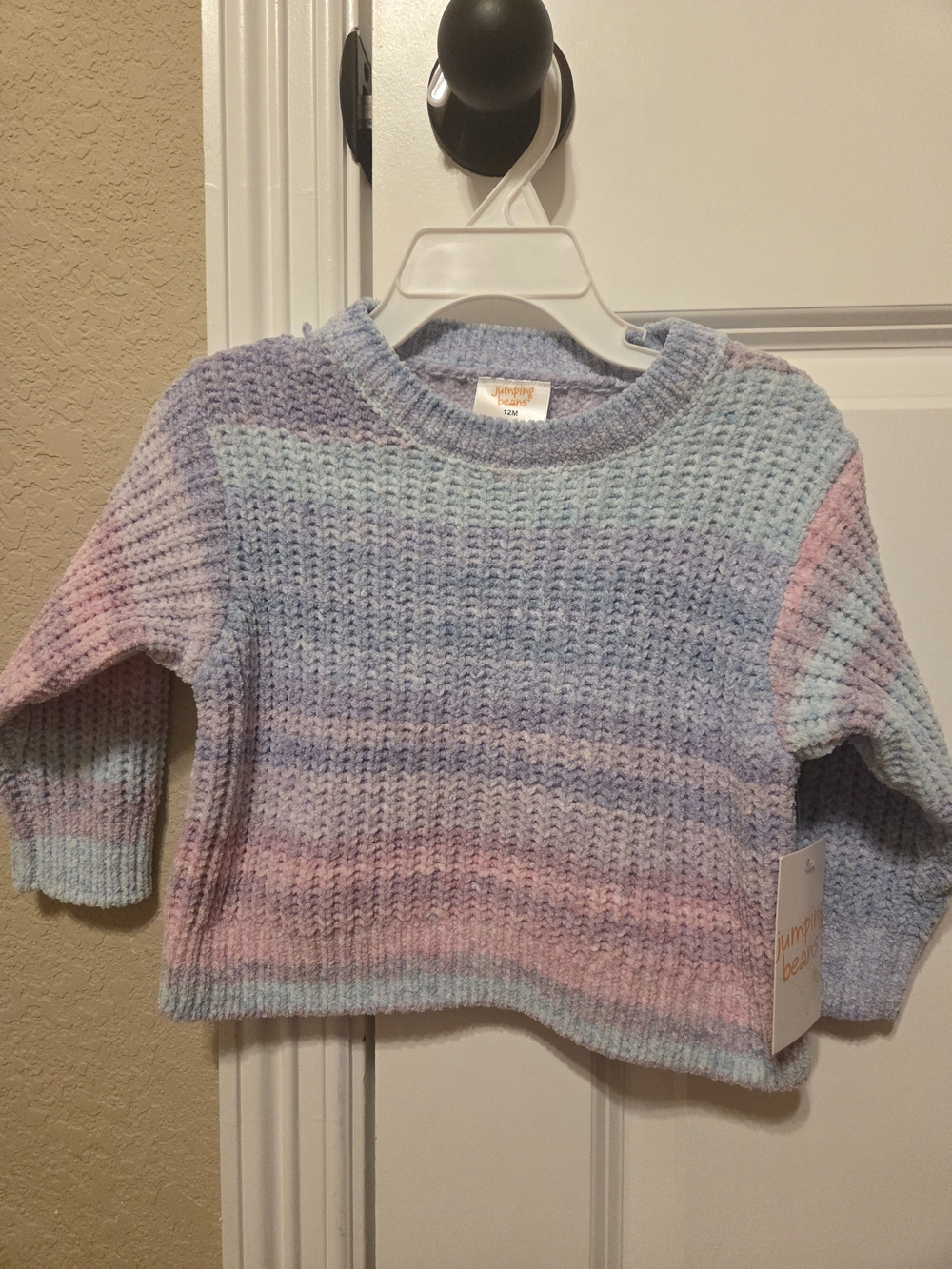 Jumping Beans Pastel Waffle-Knit Crewneck Sweater in Blue, Pink & Lavender
